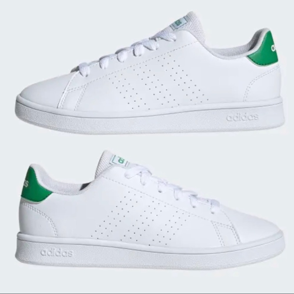 Adidas Advantage Sneaker Kids Size 2 White Green NIB